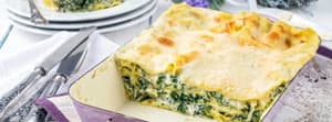 Lasagnes épinards, chèvre et emmental: velouté végétarien et fondant à souhait